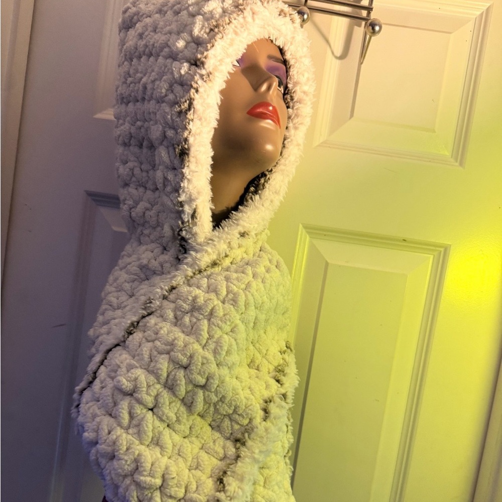 Cozy Hooded Knit Scarf and hat combo vintage